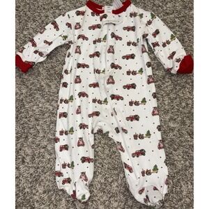 Baby Loren Pima Cotton Christmas Truck Footed Sleeper 1pc 0-3 Baby Boy Zipper